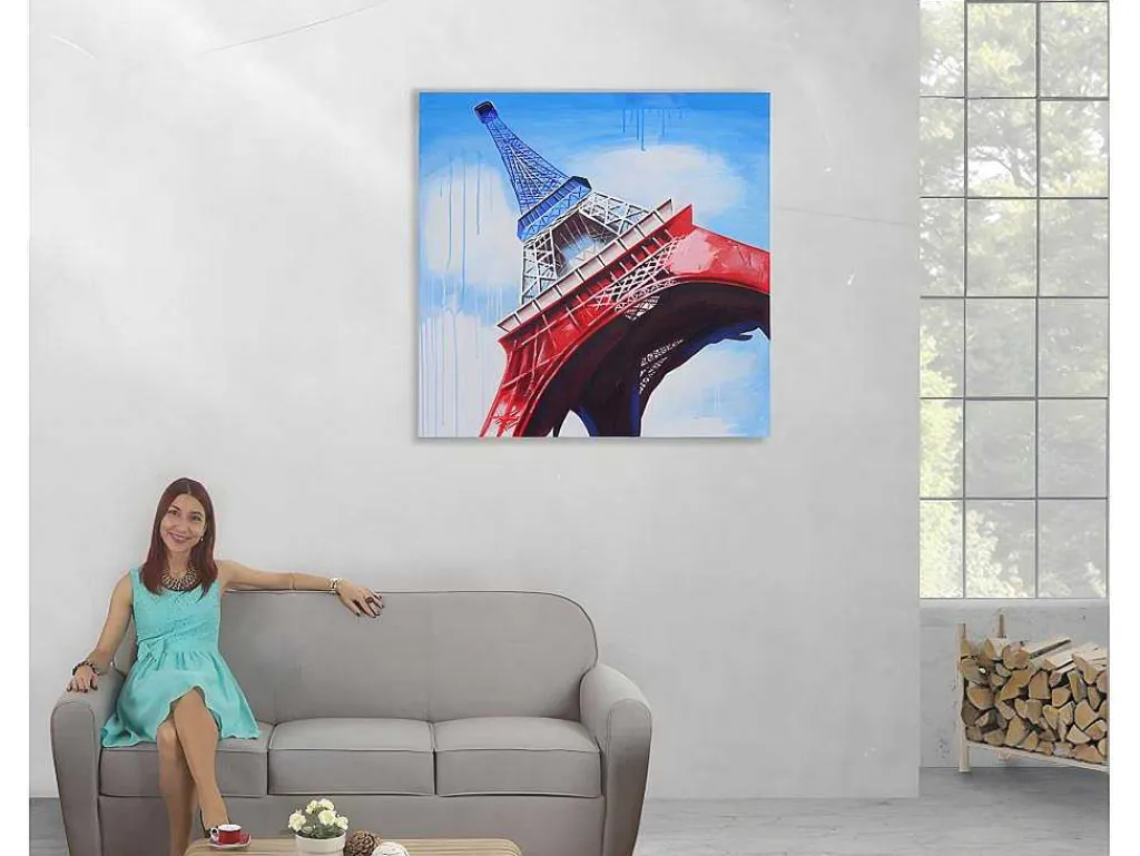 Olieverfschilderij Eiffeltoren Handgeschilderd-Vente-unique Online