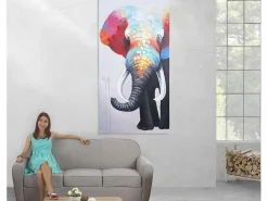 Olieverfschilderij Olifant Ii Handgeschilderd-Vente-unique Clearance