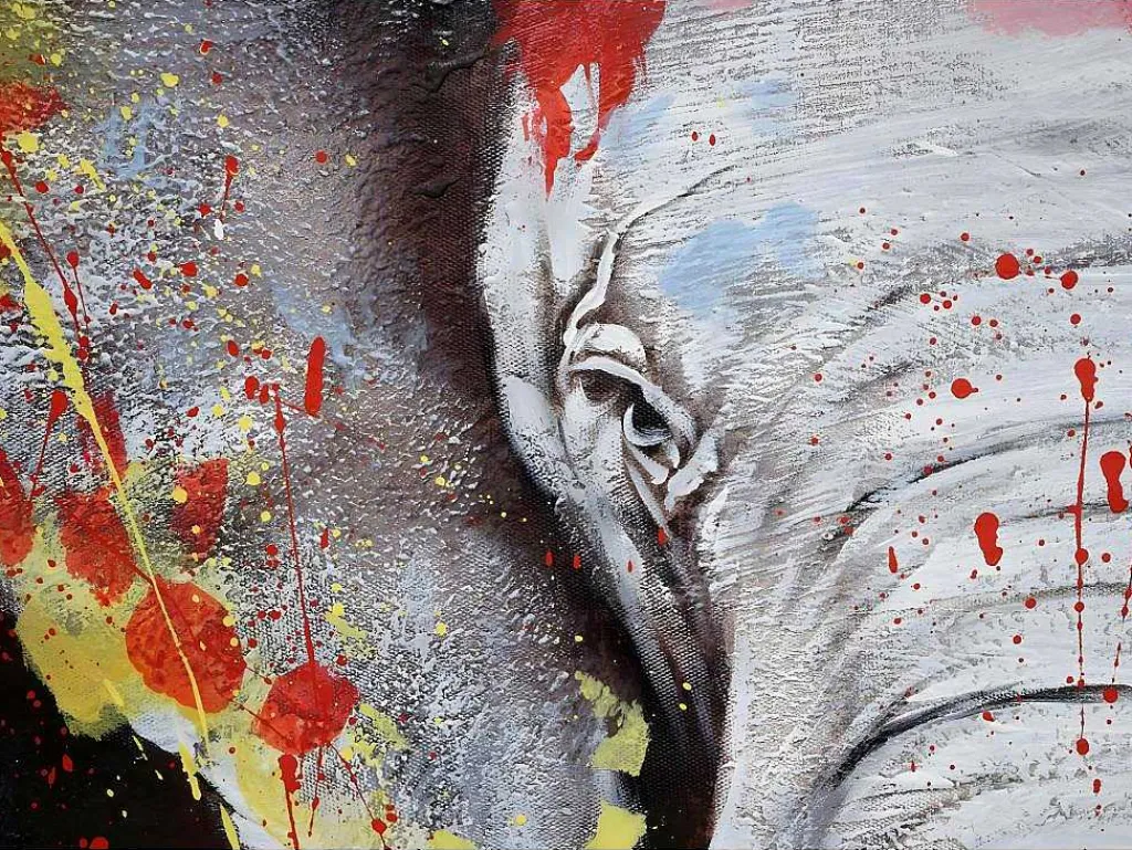Olieverfschilderij Olifant Mcw-H25 Handgeschilderd, 180X120Cm-Vente-unique