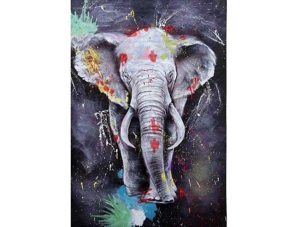 Olieverfschilderij Olifant Mcw-H25 Handgeschilderd, 180X120Cm-Vente-unique