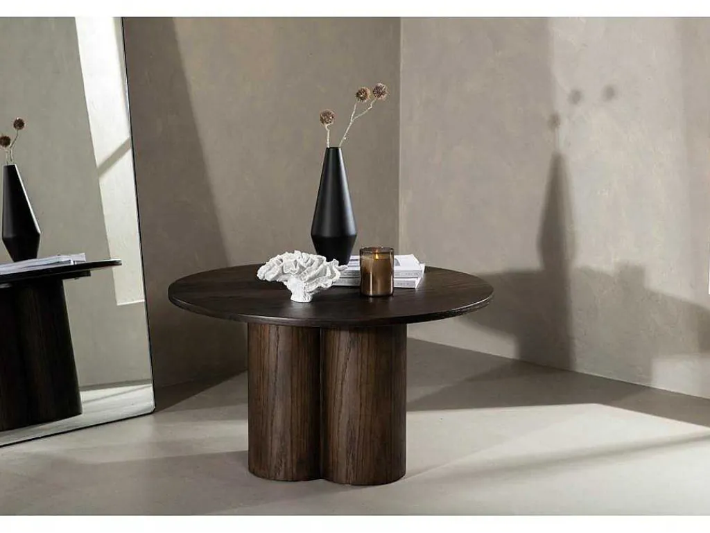 Olivia Salontafel O80Cm Bruin.-Vente-unique Clearance