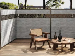 Omheining H181 Cm - Set Van 7 Latten In Composiet Met Decoratie + 1 Lichtgrijze Paal - Enola-EXPERTLAND Best