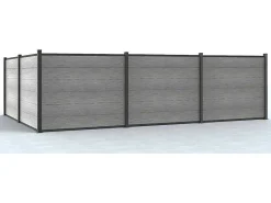 Omheining H156 Cm - Set Van 6 Latten In Composiet + 1 Lichtgrijze Paal - Enola-EXPERTLAND Outlet