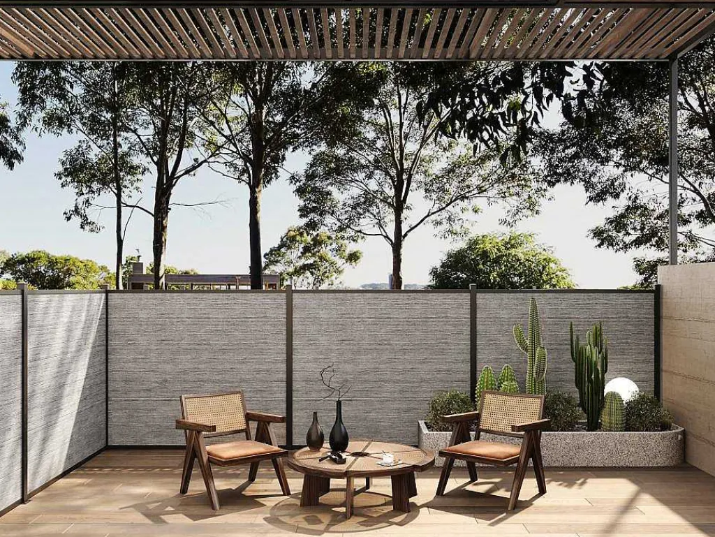 Omheining H156 Cm - Set Van 6 Latten In Composiet + 1 Lichtgrijze Paal - Enola-EXPERTLAND Outlet