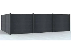 Omheining H156 Cm - Set Van 6 Latten In Composiet + 1 Antraciet Paal - Enola-EXPERTLAND Discount