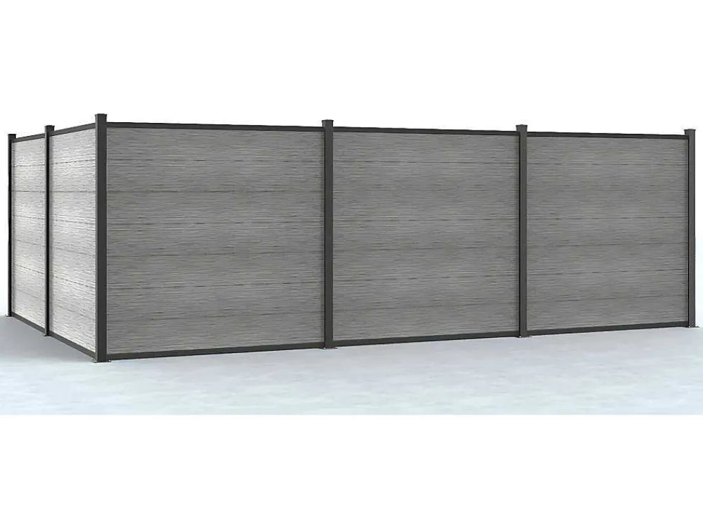 Omheining H181 Cm - Set Van 7 Latten In Composiet + 1 Lichtgrijze Paal - Enola-EXPERTLAND Discount