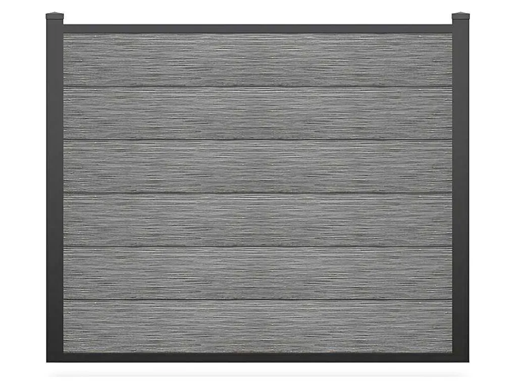 Omheining H156 Cm - Set Van 6 Latten In Composiet + 2 Lichtgrijze Palen - Enola-EXPERTLAND Best