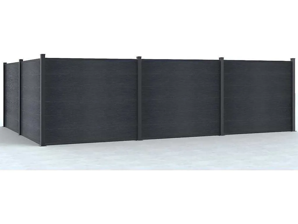 Omheining H156 Cm - Set Van 6 Latten In Composiet + 2 Antraciet Palen - Enola-EXPERTLAND Outlet