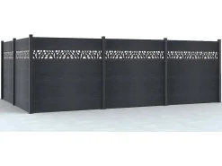 Omheining H181 Cm - Set Van 7 Latten In Composiet Met Motief + 2 Antraciet Palen - Enola-EXPERTLAND New
