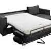 Omkeerbare Express-Hoekslaapbank Van Antracietgrijs Ribfluweel - Bed Met Brede Latten 140 Cm - Matras 14 Cm Loreto-Vente-unique Clearance