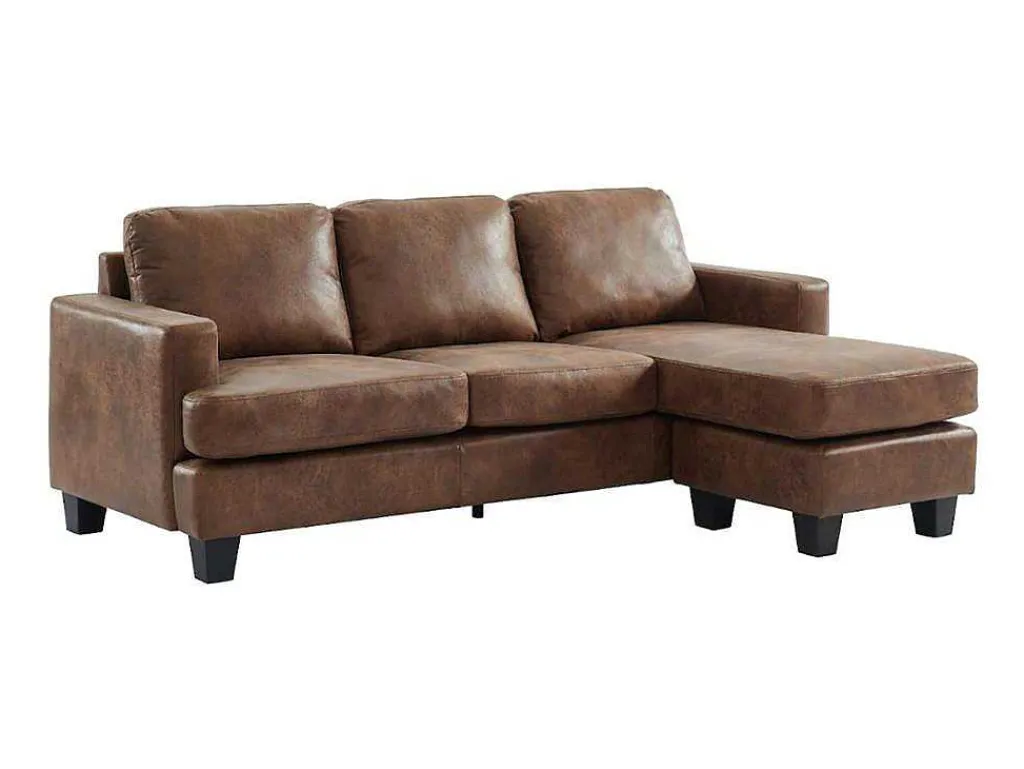 Omkeerbare Hoekbank Ethan Van Microvezel Met Lived-In Leereffect-Vente-unique Hot