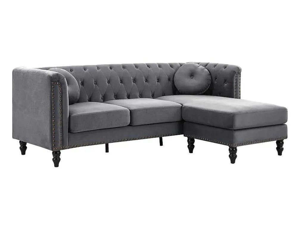 Omkeerbare Hoekbank Van Antracietkleurig Velours Turner-Vente-unique Hot