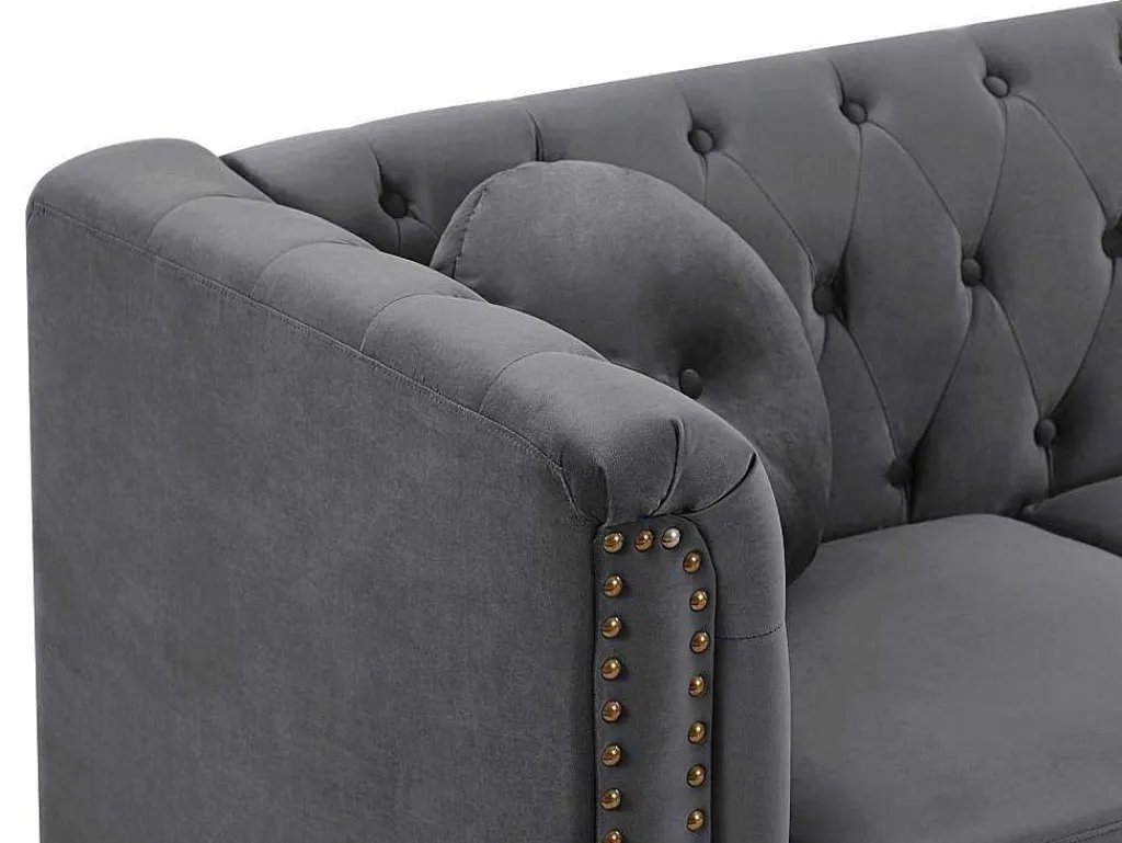 Omkeerbare Hoekbank Van Antracietkleurig Velours Turner-Vente-unique Hot