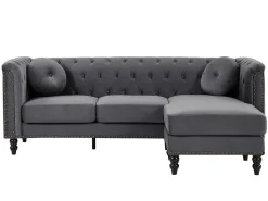 Omkeerbare Hoekbank Van Antracietkleurig Velours Turner-Vente-unique Hot