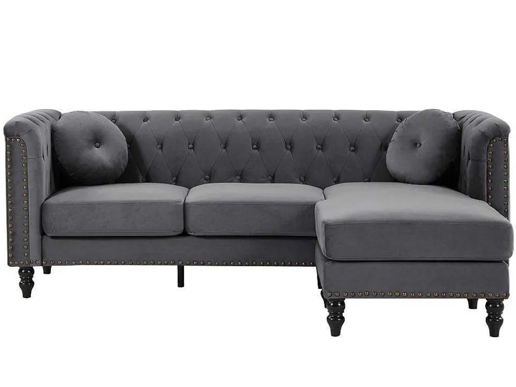 Omkeerbare Hoekbank Van Antracietkleurig Velours Turner-Vente-unique Hot