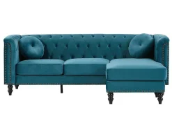 Omkeerbare Hoekbank Van Blauwgroen Velours Turner-Vente-unique Online