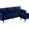 Omkeerbare Hoekbank Van Fluweel Fleuet - Donkerblauw-Vente-unique Outlet