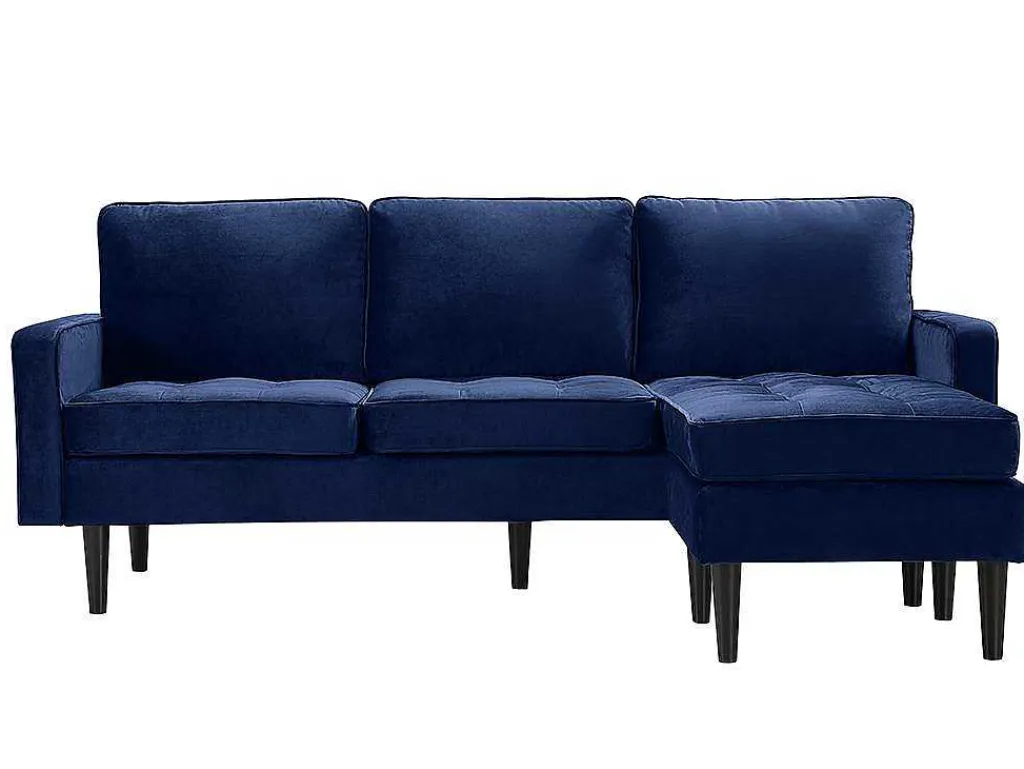 Omkeerbare Hoekbank Van Fluweel Fleuet - Donkerblauw-Vente-unique Outlet