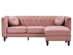 Omkeerbare Hoekbank Van Oud Roze Velours Turner-Vente-unique Best