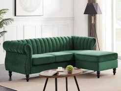 Omkeerbare Hoekbank Van Spargroen Velours Trumbo-Vente-unique Best