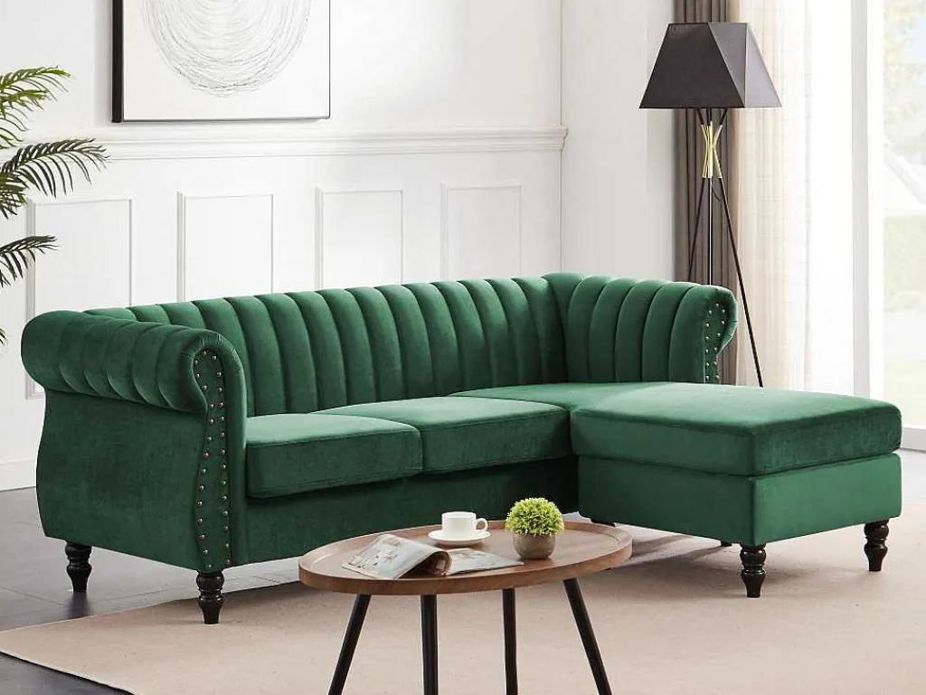 Omkeerbare Hoekbank Van Spargroen Velours Trumbo-Vente-unique Best