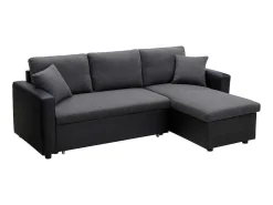 Omkeerbare Hoekbedbank Van Stof En Kunstleer Gazur - Antraciet En Zwart-Vente-unique Discount