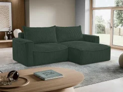Omkeerbare Hoekslaapbank Van Groen Ribfluweel Met Brede Ribbels Asturio-Vente-unique Discount