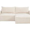 Omkeerbare Hoekslaapbank Van Beige Ribfluweel Met Brede Ribbels Asturio-Vente-unique