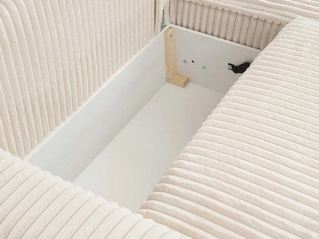 Omkeerbare Hoekslaapbank Van Beige Ribfluweel Met Brede Ribbels Asturio-Vente-unique