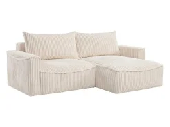 Omkeerbare Hoekslaapbank Van Beige Ribfluweel Met Brede Ribbels Asturio-Vente-unique