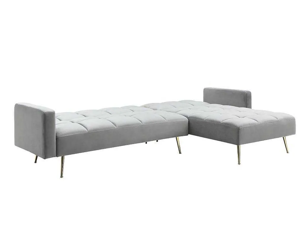 Omkeerbare Hoekslaapbank Van Grijs Velours Nieto-Vente-unique Discount
