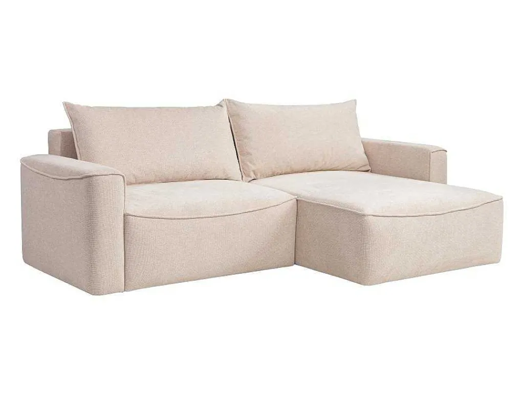 Omkeerbare Hoekslaapbank Van Beige Stof Met Textuur Asturio-Vente-unique New