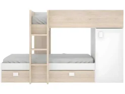 Omkeerbare Hoekstapelbed Ricardo - 2 X 90X190Cm - Opbergruimte - Grijs En Wit + Matras-Vente-unique New