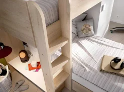 Omkeerbare Hoekstapelbed Ricardo - 2 X 90X190Cm - Opbergruimte - Grijs En Wit + Matras-Vente-unique New