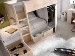 Omkeerbare Hoekstapelbed Ricardo - 2 X 90X190Cm - Opbergruimte - Grijs En Wit + Matras-Vente-unique New