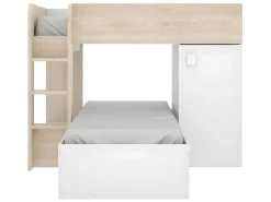 Omkeerbare Hoekstapelbed Ricardo - 2 X 90X190Cm - Opbergruimte - Eiken En Wit-Vente-unique New