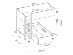 Omkeerbare Hoekstapelbed Ricardo - 2 X 90X190Cm - Opbergruimte - Eiken En Wit-Vente-unique New