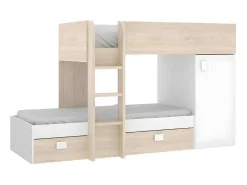 Omkeerbare Hoekstapelbed Ricardo - 2 X 90X190Cm - Opbergruimte - Eiken En Wit-Vente-unique New