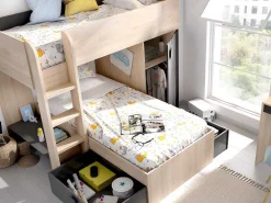 Omkeerbare Hoekstapelbed Ricardo - 2 X 90X190Cm - Opbergruimte - Grijs En Antraciet-Vente-unique Outlet