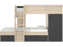 Omkeerbare Hoekstapelbed Ricardo - 2 X 90X190Cm - Opbergruimte - Grijs En Antraciet-Vente-unique Outlet