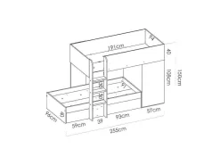 Omkeerbare Hoekstapelbed Ricardo - 2 X 90X190Cm - Opbergruimte - Grijs En Antraciet-Vente-unique Outlet