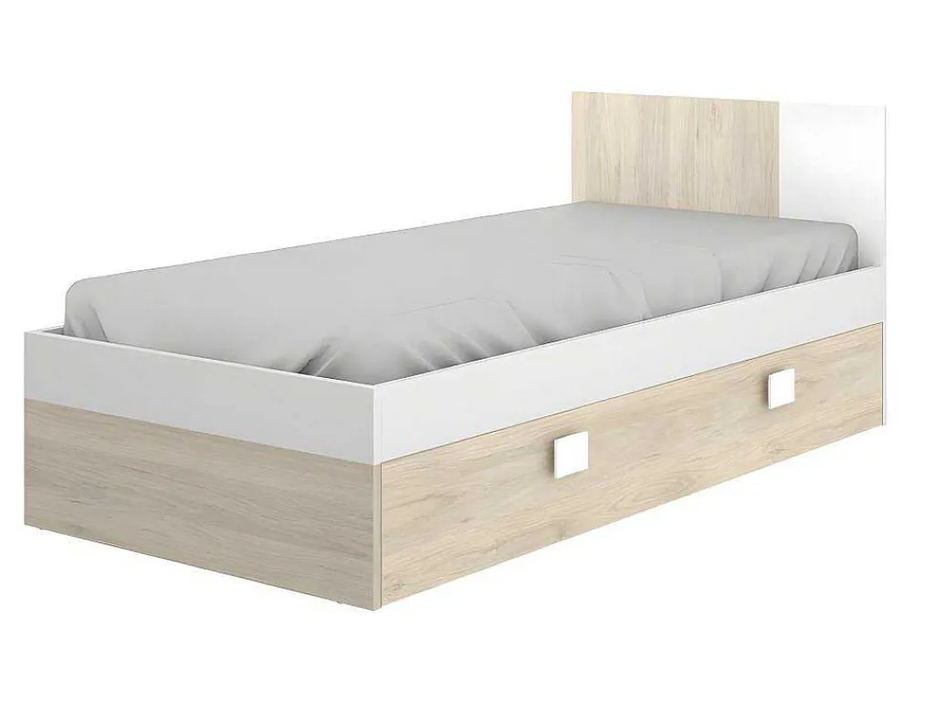 Onderschuifbed - 2 X 90 X 190 Cm - Kleuren: Eiken En Wit - Sonia-Vente-unique Clearance