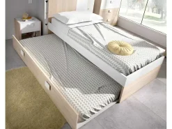 Onderschuifbed - 2 X 90 X 190 Cm - Kleuren: Eiken En Wit - Sonia-Vente-unique Clearance