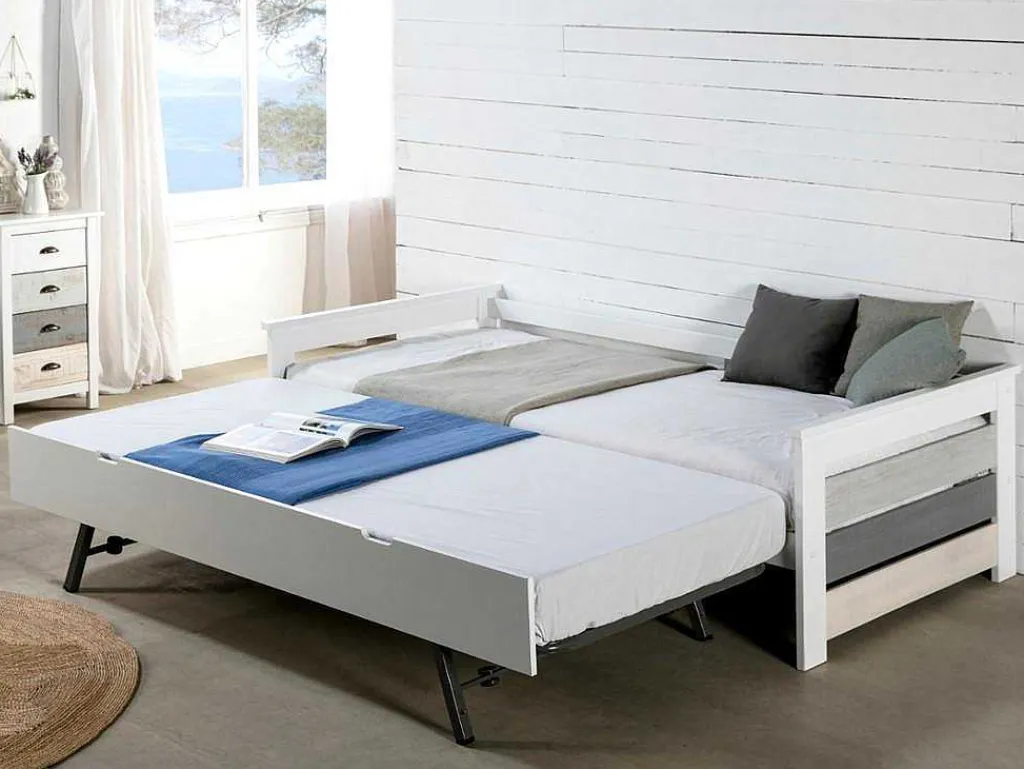Onderschuifbed Celiane - 2 X 90 X 190 Cm - Mdf - Wit-Vente-unique Outlet
