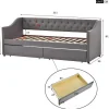 Onderschuifbed, Linnen Slaapbank 90X200Cm Met 2 Lades En Lattenbodem En - Grijs-ModernLuxe Discount
