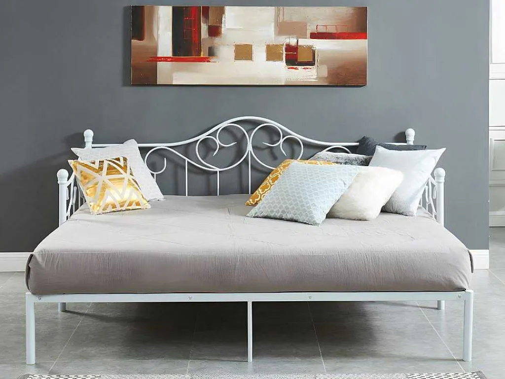 Onderuitschuifbed Sebille - Metaal - 90 X 200 Cm - Wit-Vente-unique