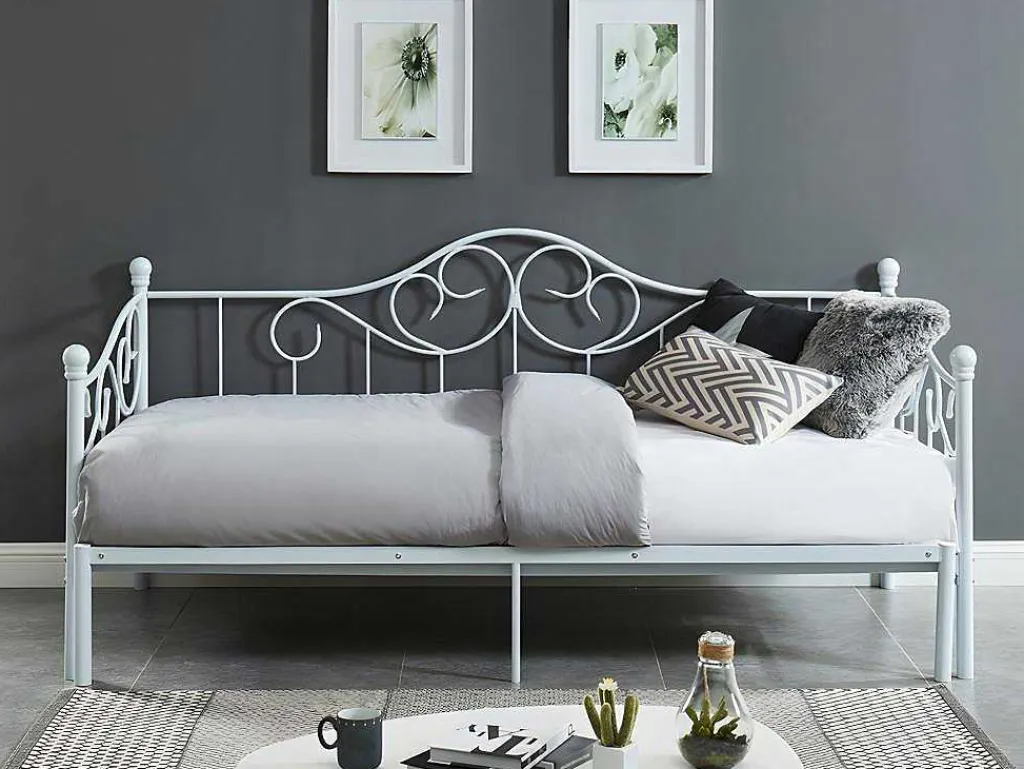 Onderuitschuifbed Sebille - Metaal - 90 X 200 Cm - Wit-Vente-unique