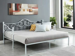 Onderuitschuifbed Sebille - Metaal - 90 X 200 Cm - Wit-Vente-unique