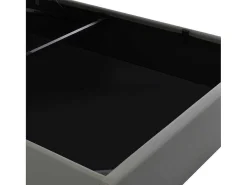 Opbergbed 140X200Cm In Kunstleer Met Led + Lattenbodem - Grijs-ModernLuxe Best