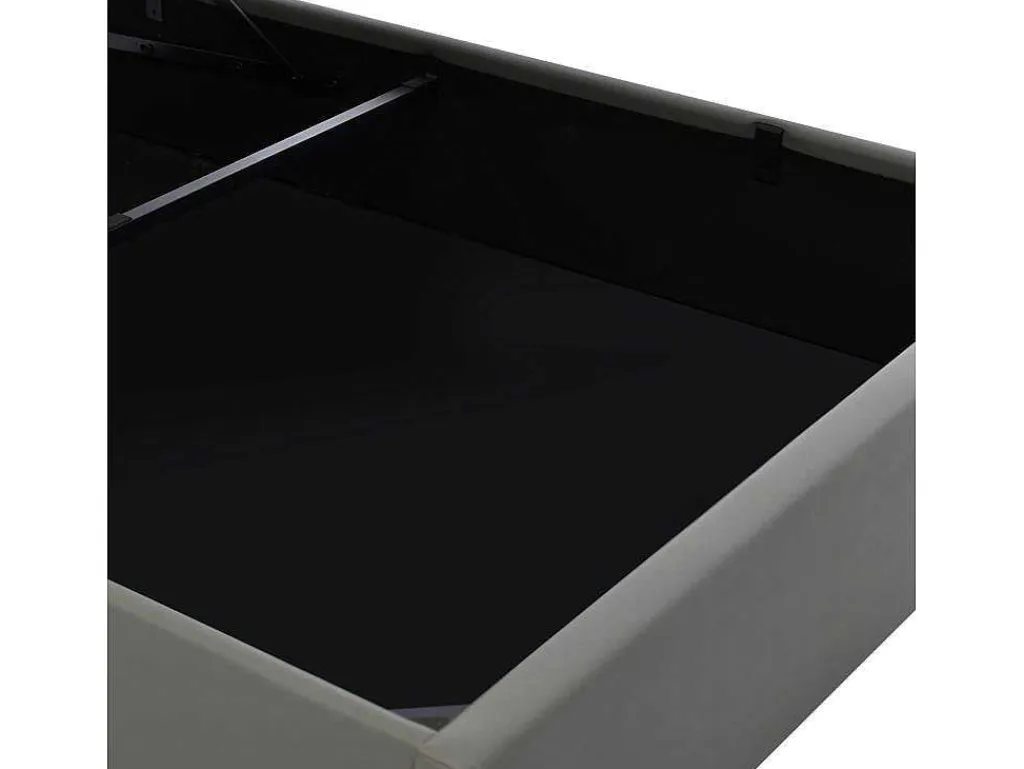 Opbergbed 140X200Cm In Kunstleer Met Led + Lattenbodem - Grijs-ModernLuxe Best